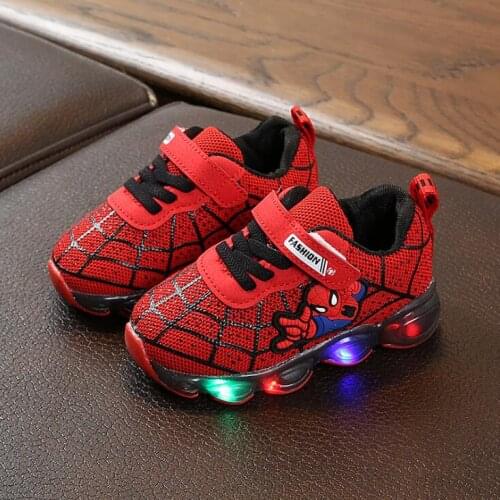 Spider man Kids Shoes With Lights Toddler Boys Glowing Casual Sneakers Children Sports Shoes for Baby Girls Led Sneaker