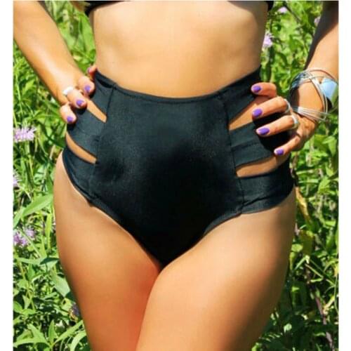 Hirigin Swimwear Women Briefs Bikini Bottom Side Holes High Waist Brazilian Thong Swimsuit Bottoms Biquini Swim Shorts