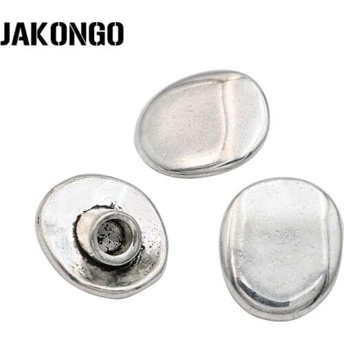 JAKONGO Antique Silver Plated Oval Claps End Beads the Buttons for Wrap Bracelets Jewelry Findings 17*14mm 8pcs