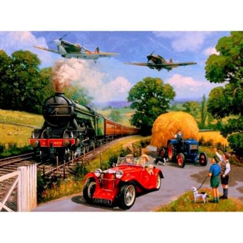 Gatyztory 60×75cm Frame Diy Painting By Numbers Landscape Train Canvas Colouring Handpainted Gift Wall Decor