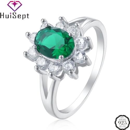 HuiSept Ring 925 Silver Jewelry with Zircon Gemstone Finger Rings Fashion Accessories for Wedding Promise Party Gift Wholesale