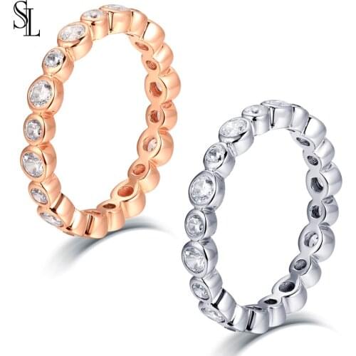 SL 2020 HOT SALE Silver 925 CZ Ring For Women Wedding 100% 925 Sterling Silver Stackable Finger Ring Jewelry