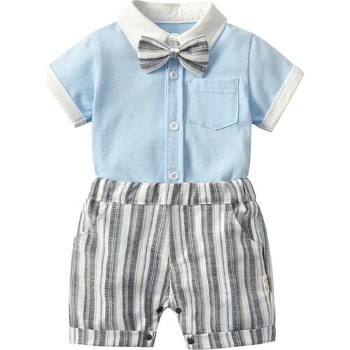 Boys Clothing Set Kids Bodysuits+Striped Shorts 2pcs/set Infant Baby Outfits Newborn Clothes Sets 0-2Y