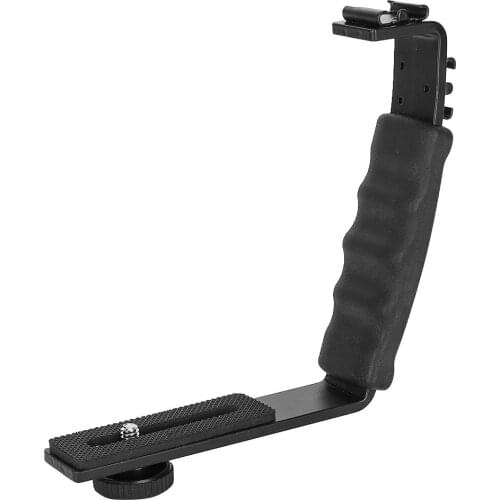 Practical Camera Flash L-Bracket Dual Hot Shoes Holder Mount Adapter Mount DV Microphone LED Light