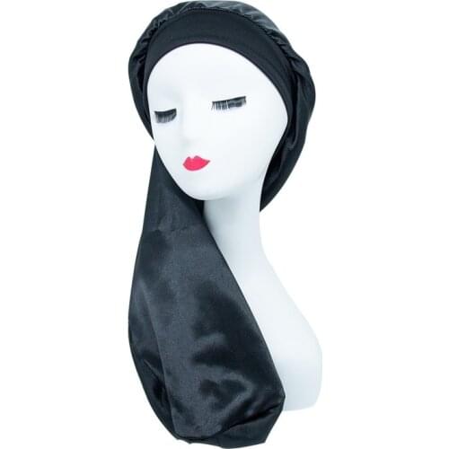 Multifunction Fashion Ladies' Headscarf And Hat Pure Colored Nightcap Can Be Customized With Wide Brim Elastic Hair Bath Cap