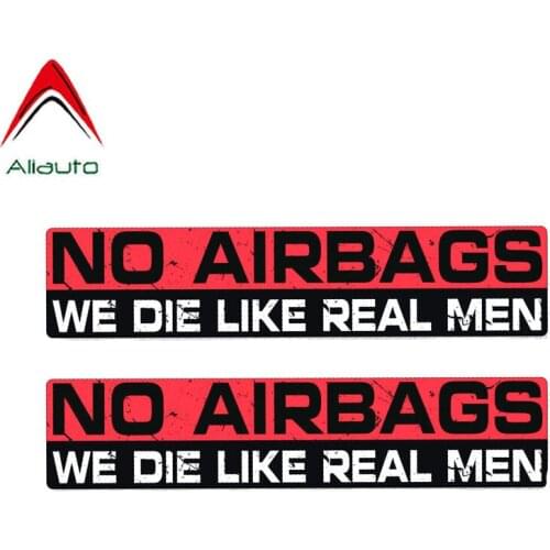 Aliauto 2 X Warning Car Sticker No Airbags We Die Like Real Men Personality Decal PVC for Honda Civic Mitsubishi Lada,20cm*4cm