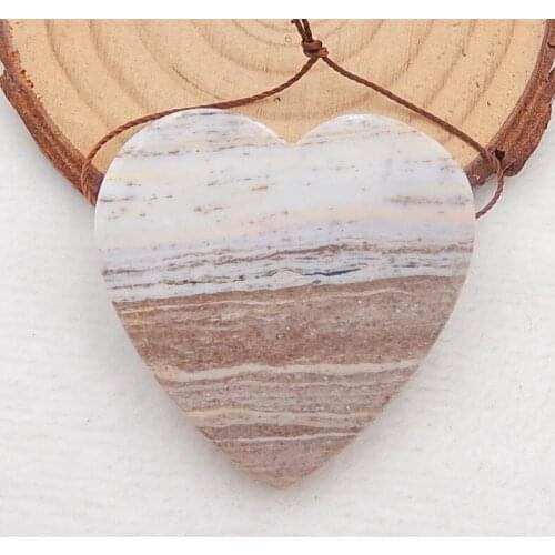 Natural Gemstone Ocean Jasper Heart Shape Pendant Bead,Custom Semiprecious Gems Pendant Jewelry 40x40x9mm，21.9g