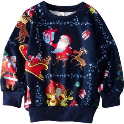 Autumn Children Cartoon Christmas Pattern Sweater Kids Long Sleeve Sweatshirt Casual Toddler Outerwear Autumn Clothes New
