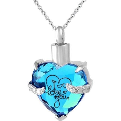 Urn Necklace fo Ashes Crystal Pendant Cremation Jewelry Heart Ashes Keepsake Stainless Steel Engraved Keepsake Memorial Pendant