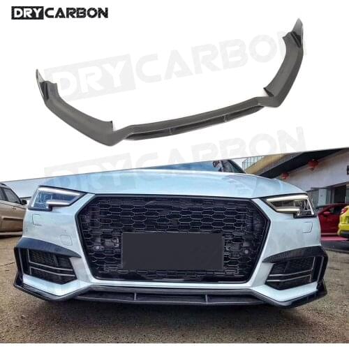 For Audi A4 S4 B9 2017-2019 Carbon Fiber Front Bumper Lip Spoiler Splitters Chin Apron Guard Car Styling