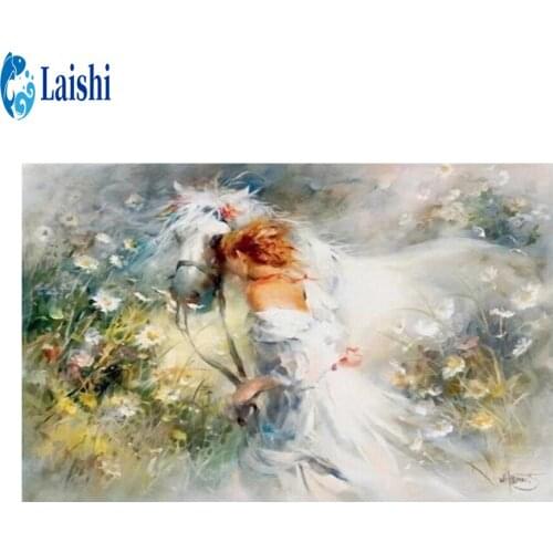 Full Square Diamond Abstract girl horse 5D DIY Diamond Painting 3D Embroidery Cross Stitch Rhinestone Painting Decor pictures