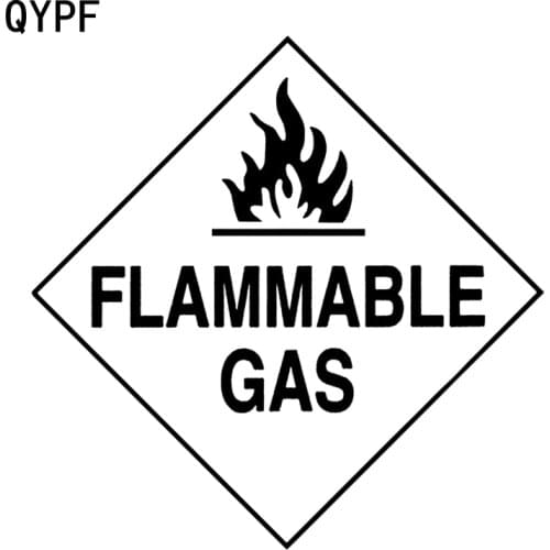 QYPF 13.3CM13.3CM Warning Mark FLAMMABLE GAS Graphic Car Sticker Black/Silver Vinyl Decoration S9-2247