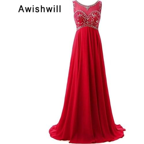 Real Photo Newest Party Prom Dresses With Beadings Chiffon Sleeveless Empire Waist Pregnant Women Evening Gown Vestido de Festa