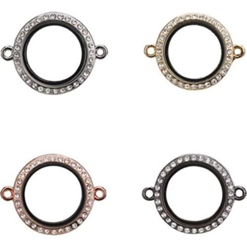 1pcs 25mm Round Rhinestone Glass Living Memory Floating Locket Charm Pendant for Bangles Bracelets Women handmade jewelry