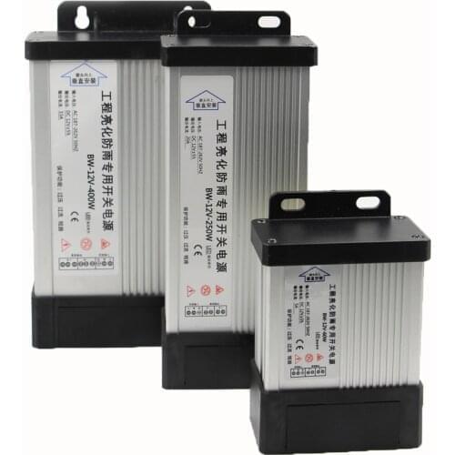 LED Outdoor Rainproof Power Supply AC 220V to DC 12V 24V 60W 100W 200W 250W 400W LED Driver Power Adapter Lighting Transformers