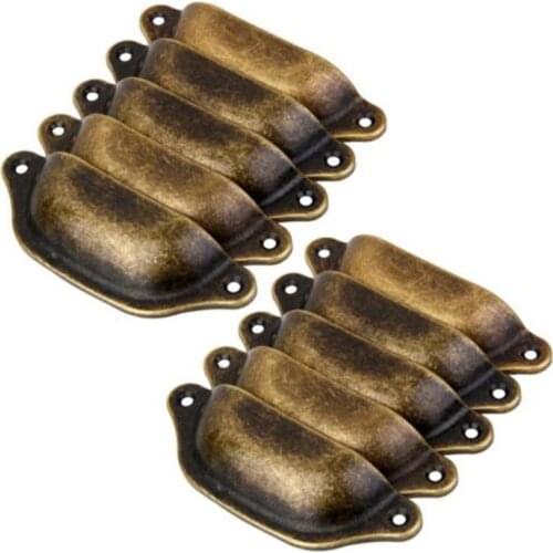 10Pcs Pull Handles Antique Iron 98*33mm Brass Cupboard Cabinet Drawer Knob Furniture Shell Pull Handle