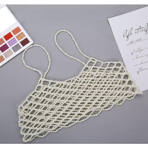 Custom Body Crystal Embellishments Bodice Applique Chest Chain Jewelry Handmade Pearl Top