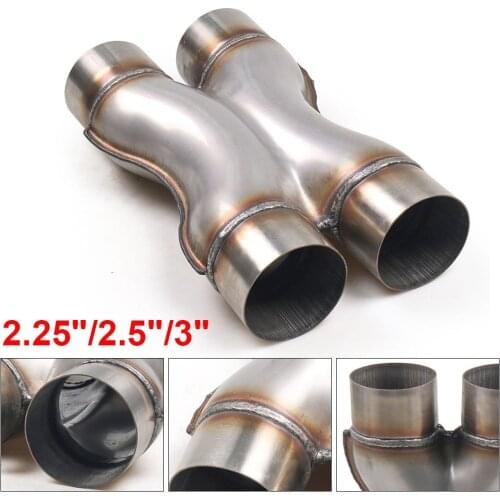 Car X-PIPE 2.25'' 2.5'' 3'' In/Out Car Exhaust System X-pipe 304 Stainless Steel Universal Muffler Tip Four Way Exhust Pipe