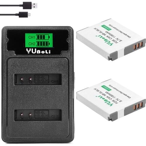 4Pcs NB-6L NB 6L NB-6LH Battery + LCD Dual USB Charger With Type c Port for Canon IXUS 310 SX240 SX275 SX280 SX510 SX500 HS 95