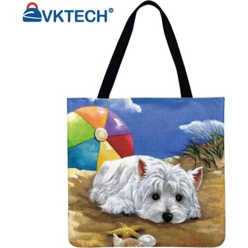 Dog cartoon Printed Shoulder Shopping Bag Casual Ladies Large Capacity Tote Handbags