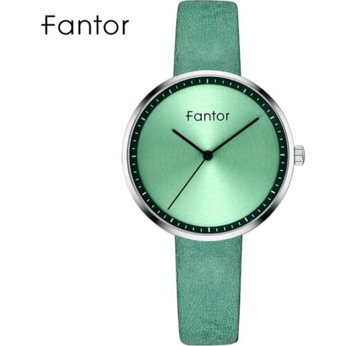 Women Watch Fantor Top Brand Leather Green Dial Woman Fashion Luxury Casual Watches Ladies Waterproof Elegance Wristwatch