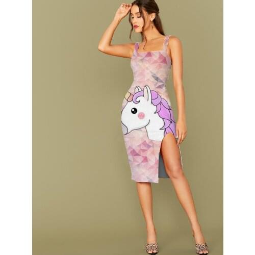 3D Dress Unicorn Dress Women Rainbow 3d Print Animal Halter Sleeveless Colorful Sundress Women Mini Evening Vintage Beach Femme