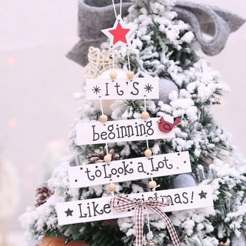 1 piece) White Handwork Christmas Tree Decorations New Year Holiday Party Bow-knot Decoration Wooden Bell