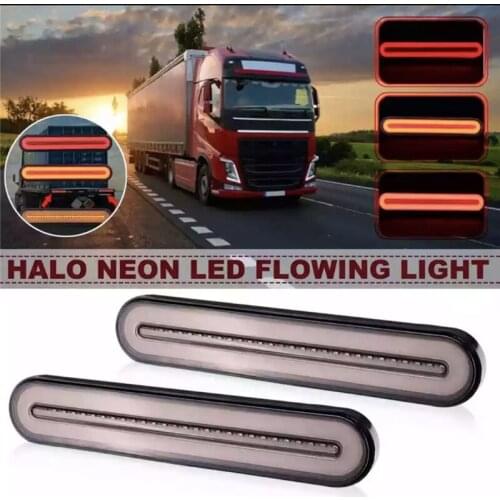 100LEDs Two-color Light Guide Side Marker Light Turn Signal Flowing Driving Lamp Brake Tail Light for Heavy Truck Pickup Trailer