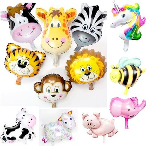 40x30cm Cartoon Monkey Lion Tiger cow Baby Shower Birthday Party Decor Safari Zoo Ballons Toys Mini Animal Foil Balloons