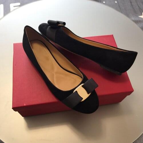 Brand Design Luxury Womens Flats Shoes Butterfly-knot Kid Suede Genuine Leather Sheepskin Round Toe Wedding Party For Lady db046