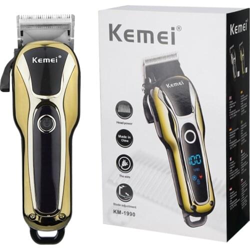 KM-1990 Professional Hair Clipper Rechargeable Trimmer Men Electric Cutter Hair Cutting Machine LCD Cordless Beard Trimmer Razor