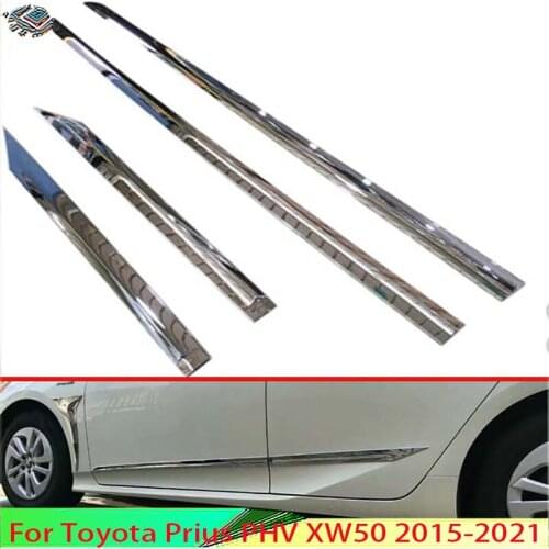 For Toyota Prius XW50 PHV 2016 2017 2018 Decorate Accessories ABS Chrome Side Door Line Garnish Body Trim