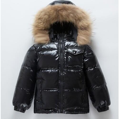 Children 90% White Duck Down Snow Wear Warm Outerwear Winter Jackets Coats New Baby Boy Parka Girls Big Nature Fur Hoodie