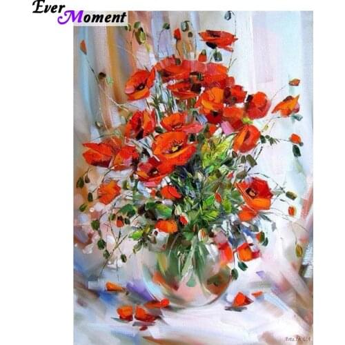 DIY 3D Rhinestones diamond painting cross stitch plastic crafts full diamond embroidery red flore craft 5D needlework ASF306