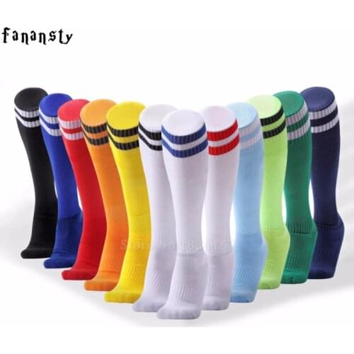 Men Barreled football socks knee stockings Kids Boys towel bottom Striped Soccer sock Absorbent sox non-slip movement Thickenin