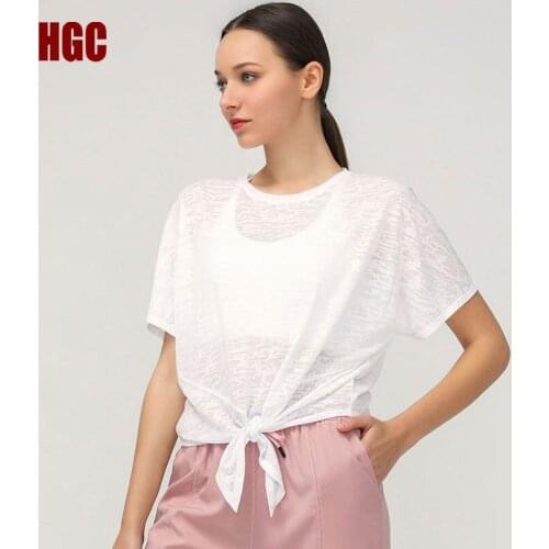 HGC Yoga Top Sportswear Womens Loose Short Sleeve T-shirt Spring Summer Quick Drying Breathable GYM Workout Sexy Running Blouse