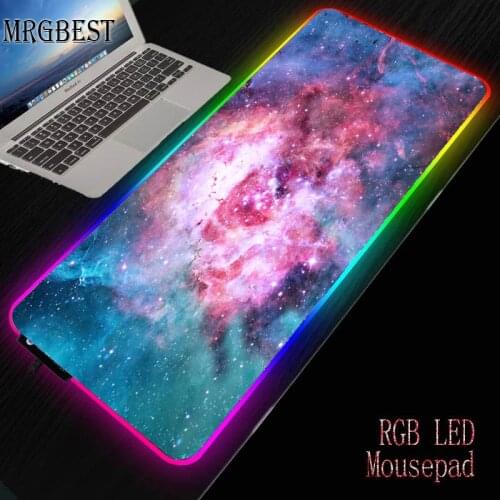 MRGBEST Starry Sky RGB Game Mouse Pad Large Computer Lockedge Mousepad for Gamer XXL LED Backlit Mat Muse Keyboard Desktop Pads