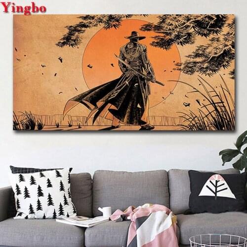 3D Rhinestone Painting Large DIY Diamond Painting Japanese samurai Cross Stitch Diamond Embroidery Needlework Mosaic Decor