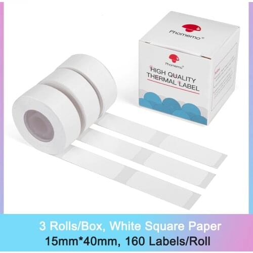 Adhesive White Label Paper (15mmx30mm) 210 Labels/Roll for Phomemo D30 Label Maker Black on White 3 Roll Thermal Printing Labels