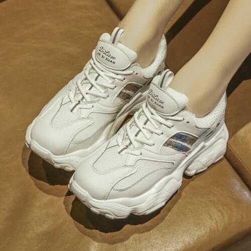 Women Casual Shoes Vulcanize Chunky Sneakers Tenis Basket Women Spring Autumn Fashion Platform Wedge Lace-Up Breathable Shoes