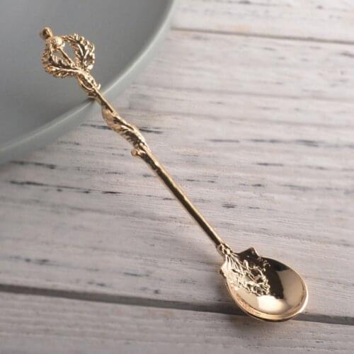 Alloy Retro Thistle Leaves Coffee Spoon Vintage British Coffee Stir Dessert Honey Scoop Decorative Tableware Teaspoons