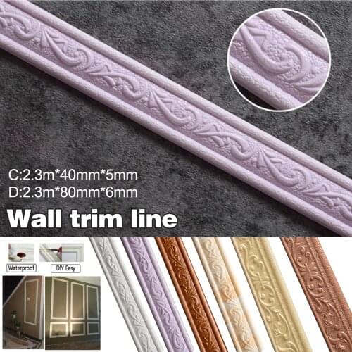 3D Pattern Sticker Wall Trim Line Skirting Border Decoration Self Adhesive Household _WK