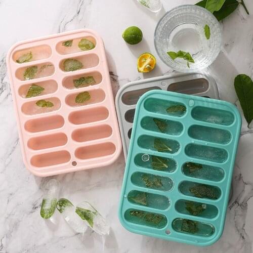 New 14 Grids Silicone Ice Cube Maker Trays With Lids Hot Dog Make Mould Sausage Making Mould Ice Mold Tools Kitchen Props