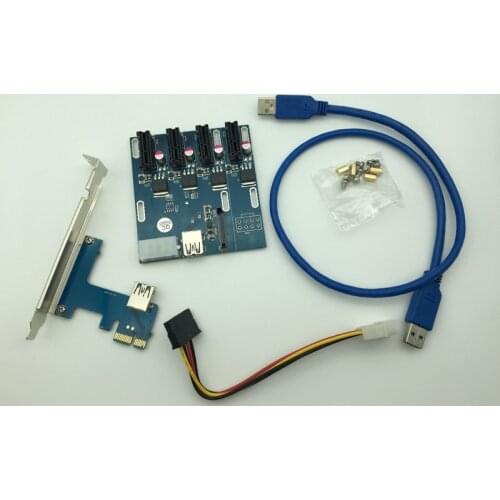NEW aad in card PCIe 1 to 4 PCI express 1X slots Riser Card Mini ITX to external 4 PCI-e slot adapter PCIe Port Multiplier Card