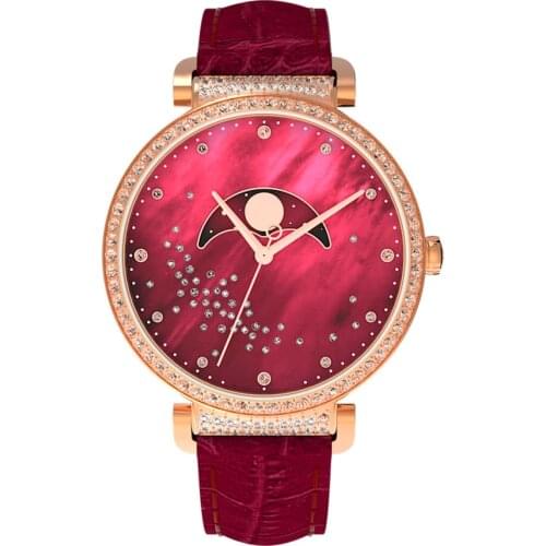New fashion stone set Chinese red leather lovers watch, 2 colors, free shipping, exclusive gift