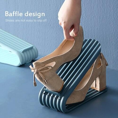 Household Shoes Organizer Holder Adjustable Shoe Organizer Rack Shoes Stand Shelf Support Slot Space Saving Shoes Storage Hanger