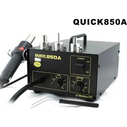 Original Quick 850A SMD Rework Station Antistatic Hot Air Desoldering Station With 3 pcs Nozzles for Phone Motherboard Repair