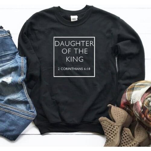 Harajuku Tumblr Aesthetic Pullover Streetwear Dropshipping Hoodies Daughter of The King Letter Print Women Clothes Sweatshirt