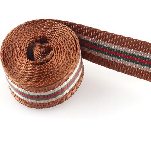 25mm Sewing Strap for Bag/Tote Pet Collar Ribbon Brown Striped Webbing Guitar Leash Garment Accessories