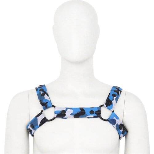 Fetish Men Camouflage Navy Chest Harness Belts Adjustable Sexual Gay Clothes BDSM Body Harness Tops Male Rave Costumes for Sex